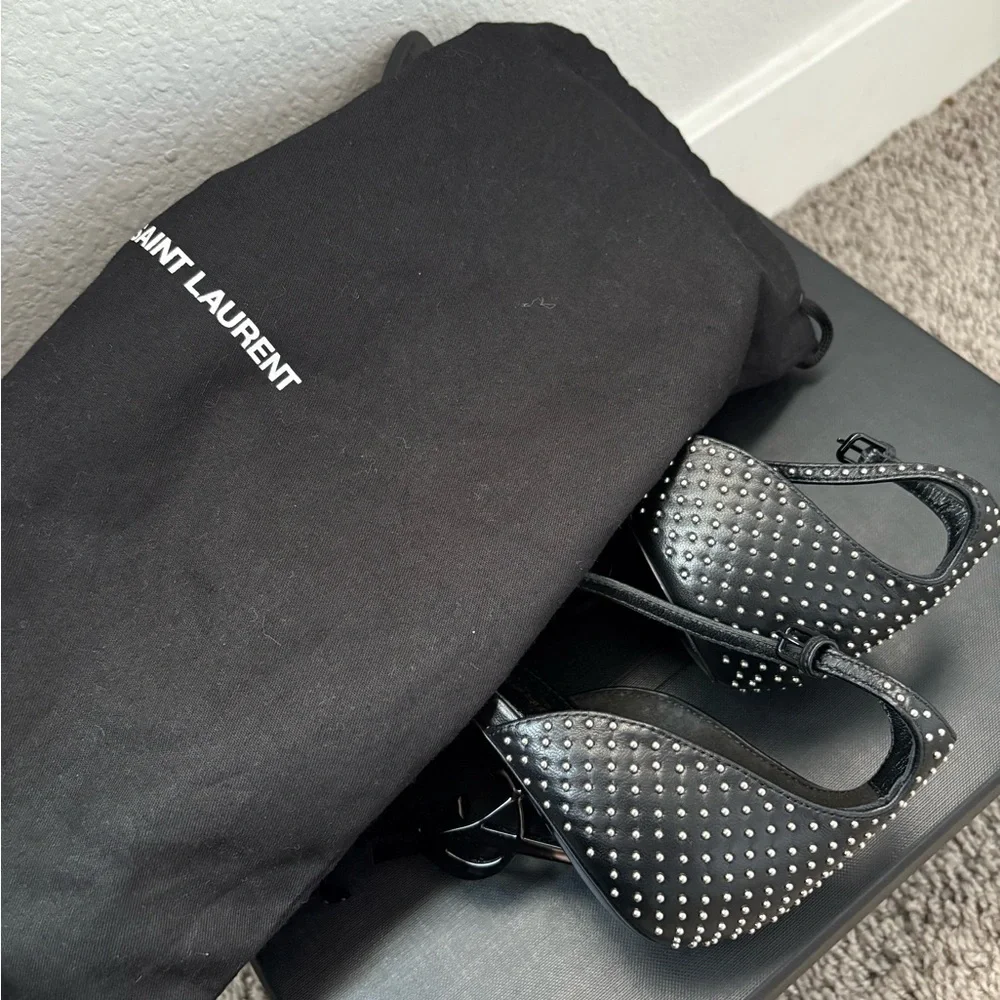 Saint Laurent Black Studded Women's Heels - Picture 4 of 6